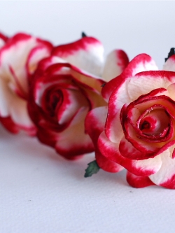 ดอกไม้กระดาษสา, สำหรับของชำร่วย, งานแต่งงาน, ดอกกุหลาบ PUL4-4 N ขนาด 4.5 cm. สีแดงปัด#507 สำเนา