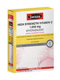 Swisse Ultiboost High Strength Vitamin C 1000mg 60 Effervescent Tablets สวิส อัลตร้าบู๊ท ไฮท์ สะแทรน วิตามินซี 1000 มิลลิกรัม ขนาด 60 เม็ด แบบละลายในน้ำดื่ม