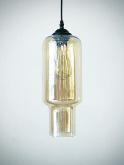 โคมไฟแขวน 8025-1P ทรงกระบอกแก้วใสสไตล์วินเทจ