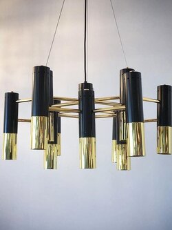 โคมไฟระย้า 7301-13 ดีไซน์โมเดิร์น ดำทอง เรียบหรู