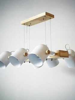 โคมไฟแขวน A1008-6WH สไตล์มินิมอล โครงไม้เรียบหรู