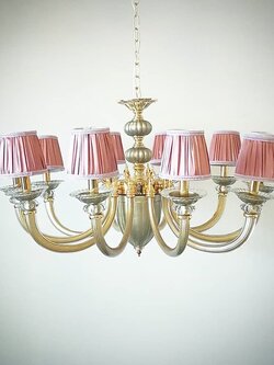 โคมไฟระย้า MD9501-10 หมวกผ้าสีชมพู