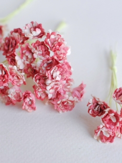 ดอกไม้ประดิษฐ์, ดอกไม้กระดาษสา, ดอก gypsophila, ดอกยิปโซ งานประดิษฐ์ตกแต่งของชำร่วย, ดอกไม้ทำพานพุ่ม, พานรับไหว้, ขนาด 0.4 cm. สีแดงปัดขาว