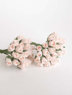 ดอกไม้กระดาษสา ดอกไม้กระดาษสา จตุจักร งานประดิษฐ์ ดอกไม้ทำข้อมือเพื่อนเจ้าสาว แต่งงาน, ดอกกุหลาบตูม 50 ดอก สีชมพูพีชอ่อน ขนาด 0.8x1.5 cm. paper flowers, budding roses flower 0.8 x1.5 cm. 50 pieces. pale pink peachcolor