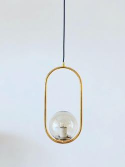 โคมไฟห้อย 9131 ทรงวงรีสีทอง โคมแก้วใส ดีไซน์โมเดิร์น