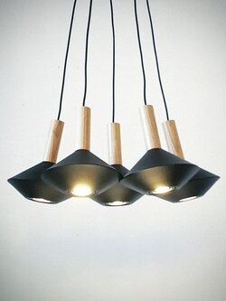 โคมไฟแขวนมินิมอล MORAN-SP5-L BK (No.2) ดำผสมไม้กะทัดรัด