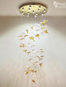 โคมไฟช่อคริสตัลหรู รุ่น 80035/13 ดีไซน์ใบไม้ แสงงดงาม