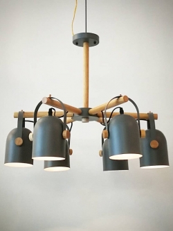 โคมไฟห้อย A1005-6GR ดีไซน์ไม้สไตล์มินิมอล เรียบหรูแบบธรรมชาติ