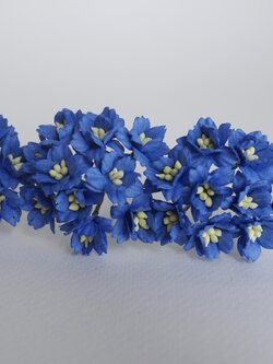 ดอกไม้กระดาษสา ดอกซากุระกระดาษ ขนาดเล็ก ดอกไม้กระดาษสาราคาส่ง ดอกไม้กระดาษสำหรับตกแต่งของชำร่วย งานแต่งงาน ทำช่อดอกไม้ติดอกเจ้าบ่าว ข้อมือดอกไม้เจ้าสาว ขนาด2.0 cm. 50 ดอก สีน้ำเงินน้ำทะเล Paper flowers supplies: DIY wedding tools small Cherry blossom