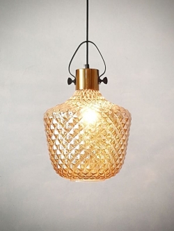 โคมไฟห้อย 8098-1AM แก้วลายตัดเหลี่ยมแอมเบอร์