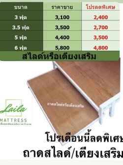 สไลด์ 6 ฟุต (เตียงเสริมมีล้อเลื่อน ขาว / ดำ