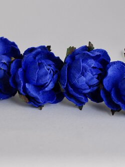 Paper flower, English peony Ranunculus roses 25 pcs., size 3.5 cm., white color. ดอกไม้กระดาษสา ดอกกุหลาบขนาด 3.5 cm. จำนวน 25 ดอก, สีน้ำเงิน ocean blue