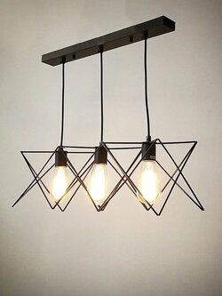 โคมไฟห้อย 8287-3 โครงเหล็กเรขาคณิต สไตล์ลอฟท์