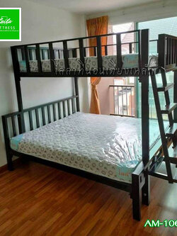 AM-106 เตียงเหล็ก 6 ฟุต 2 ชั้นบน 5 ฟุตกันตกเต็ม ราคารวมที่นอน