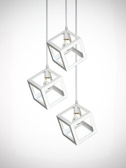 โคมไฟแขวน 9018/3 WH และ 9018/1 WH ลูกบาศก์สีขาวมินิมอล