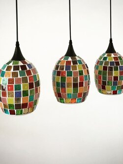 โคมไฟแขวน C3088/3 โมเสกสีรุ้งทรงกลม
