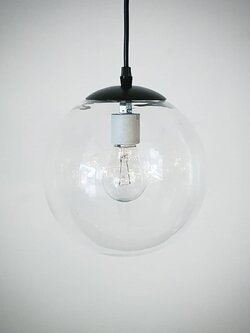 โคมไฟห้อยเดี่ยวแก้วใส ทรงกลม ขนาด 8 และ 10 นิ้ว เรียบโปร่งสวย