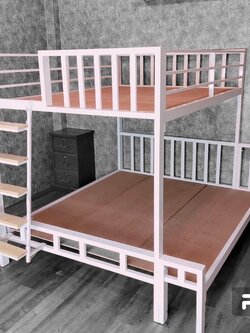 A106 เตียงเหล็ก 6 ฟุต 2 ชั้นบน 5 ฟุต กันตกเต็ม