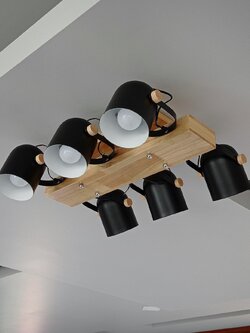 โคมไฟเพดาน A1008-6BK ลอฟท์ไม้ผสมโลหะ ดีไซน์เท่