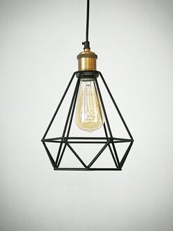 โคมไฟห้อย 6457-1P โครงเหล็กทรงเรขาคณิต สไตล์ลอฟท์