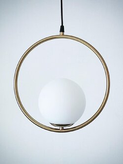 โคมไฟแขวน 10882/1B วงแหวนทอง ลูกแก้วขาว เรียบหรู