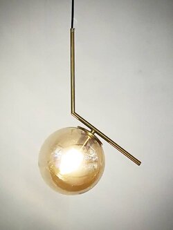 โคมไฟห้อย 9209-200 ทรงกลมแก้วอำพัน สไตล์มินิมอลหรู