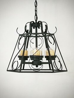 โคมไฟห้อยวินเทจ 8375-4 ดีไซน์ลายเส้นเหล็กคลาสสิก