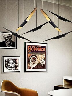 โคมไฟแขวน 9036-2S / 2M / 2L ดีไซน์ล้ำ สีดำสุดเท่ ตกแต่งบ้านลอฟต์หรือคาเฟ่