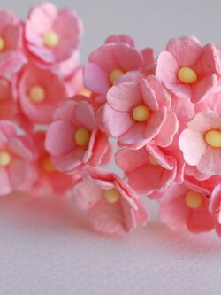 ดอกไม้กระดาษสา ดอกไฮเดรนเยียกระดาษสา ราคาส่ง ดอกไม้ประดิษฐ์ ตกแต่งงานแต่งงาน ประดิษฐ์ข้อมือเพื่อนเจ้าสาว ขนา่ด 1.5 cm., สำหรับของชำร่วย, งานแต่งงาน, ดอกไม้ทำข้อมือเจ้าสาว สีพีช จำนวน 100 ดอก Paper flower,100 Pieces mulberry hydenyia, peach medium color.