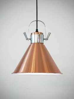 โคมไฟห้อย 9146 โลหะทรงกรวย สีทองแดง หัวเงินเมทัลลิก สไตล์อินดัสเทรียล
