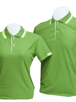 เสื้อโปโล สีเขียว ปก แขนทอลาย 2 สี คละไซส์ ชาย หญิง