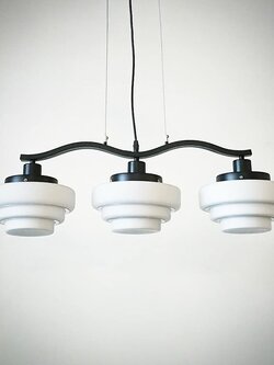 โคมไฟห้อย 107/3 สไตล์โมเดิร์นโค้งสวยพร้อมโคมแก้วซ้อนชั้น