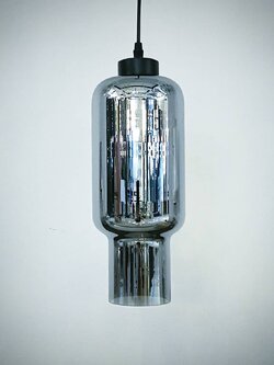 โคมไฟห้อยแก้ว 8025-1P (GREY) ทรงกระบอกสีเทาเงา ดีไซน์ล้ำ