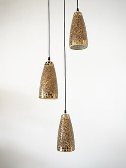 โคมไฟแขวน D705/3 โมเสกทองทรงกระบอกเรียวหรู