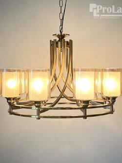 โคมไฟระย้า 8266-8H ดีไซน์คลาสสิค โคมแก้วสองชั้น สีทองหรูหรา