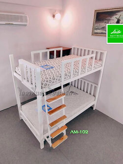 AM-102 เตียงเหล็ก 3.5 ฟุต 2 ชั้น รวมที่นอน
