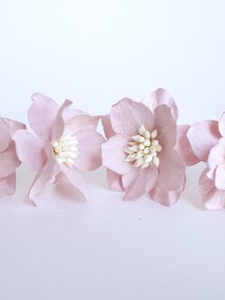 ดอกไม้กระดาษสา ดอกโลตัสอินโดนิเซียกระดาษ ดอกไม้กระดาษสาราคาส่ง ดอกไม้กระดาษสำหรับตกแต่งของชำร่วย งานแต่งงาน ทำช่อดอกไม้ติดอกเจ้าบ่าว ข้อมือดอกไม้เจ้าสาว ขนาด3.5 cm. 25 ดอก สีชมพูตุ่น #107 Paper flowers supplies: DIY wedding tools Big Cherry blossom (Lotus