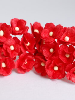 ดอกไม้กระดาษสา ราคาส่ง, ดอกไฮเดรนเยียกระดาษสา ดอกไม้ประดิษฐ์ ตกแต่งงานแต่งงาน ประดิษฐ์ข้อมือเพื่อนเจ้าสาว ขนาด 1.5 cm., สำหรับของชำร่วย, งานแต่งงาน, ดอกไม้ทำข้อมือเจ้าสาว สีแดง จำนวน 100 ดอก Paper flower,100 Pieces mulberry hydrangea red color