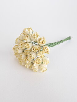 ดอกไม้กระดาษสา ดอกไม้กระดาษสา จตุจักร งานประดิษฐ์ ดอกไม้ทำข้อมือเพื่อนเจ้าสาว แต่งงาน, ดอกกุหลาบตูม 0.8x1 cm. 25 ดอก สีเหลืองอ่อน paper flowers, budding roses flower 0.8x1 cm. 25 pieces pale yellow color.