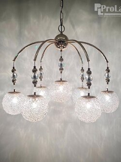 โคมไฟระย้าลูกแก้วแกะลายฝ้า รุ่น NS60793-6+1P