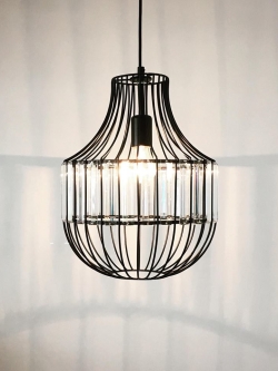 โคมไฟห้อยลอฟท์ P3366/25 เหล็กโปร่ง คริสตัลใส (Black, Gold)