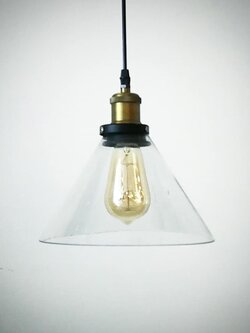 โคมไฟห้อย6056-1P ทรงกรวยแก้วใส สไตล์ลอฟต์