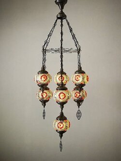 โคมไฟแขวนโมเสค 2956/6+1 135MM สไตล์ตุรกี ดีไซน์แฮนด์เมดสุดคลาสสิก