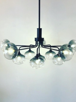 โคมไฟห้อย 7536-11 สีดำ โคมแก้วใส 11 ดวง ดีไซน์โมเดิร์นเรียบเท่