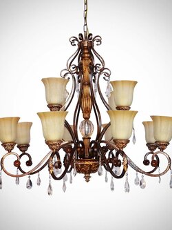 โคมไฟระย้า 3055/8+4 หรูหราดีไซน์คลาสสิก พร้อมคริสตัลตกแต่ง