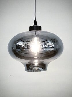 โคมไฟห้อยแก้ว 8023-1P (GREY) ทรงโดมกระจกเทาเงา สไตล์โมเดิร์น