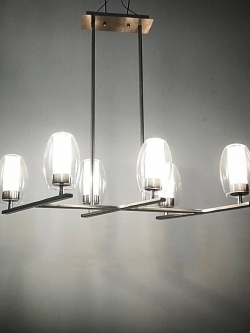 โคมไฟแขวน 619/6 SN โมเดิร์นทรงยาว แก้วใสเรียบหรู