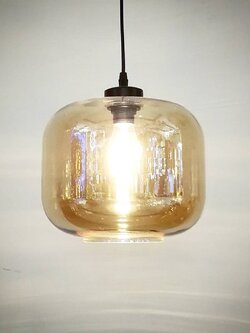 โคมไฟห้อยแก้ว 8024-1P ทรงกลมสีอำพัน เรียบหรูสไตล์มินิมอล