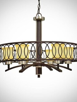 โคมไฟระย้า NS60247/6P กรอบวงกลมลายหรู พร้อมโคมแก้ว สไตล์คลาสสิก