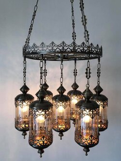 โคมไฟห้อยวินเทจ 5918/6+1 สไตล์ตะวันออกกลาง สวยหรูไม่เหมือนใคร